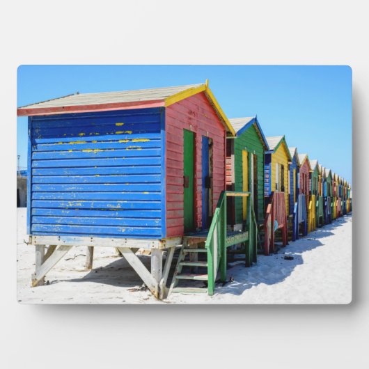 Plaque Photo Cabanes de plage colorées (Devant)