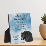 Plaque Photo Cabine de vacances Bear Lodge Home WIFI informatio<br><div class="desc">Ce design a été créé par art numérique et peut être personnalisé dans la zone fournie par le changement de la photo et/ou du texte. Vous pouvez également le customiser en choisissant l'option cliquer pour customiser une autre option et supprimer ou modifier la couleur de l'arrière - plan, ajouter du...</div>