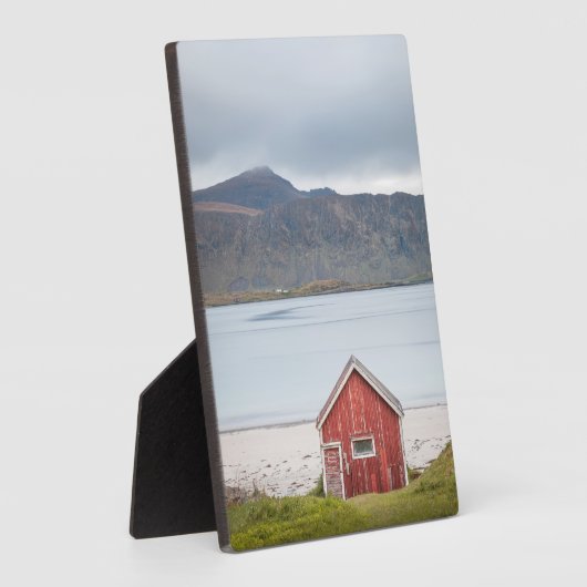 Plaque Photo Cabine rouge Ramberg Lofoten (Côté)