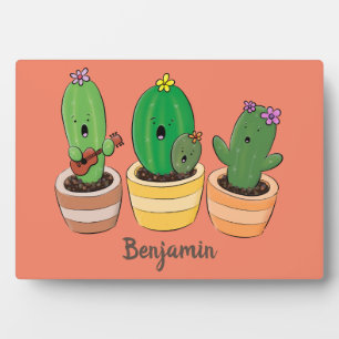 Plaque Photo Cactus trio chantante mignonne dessin animé