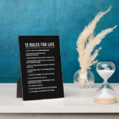 Plaque Photo Cadeau Anniversaire 12 Règles pour la vie (Côté)