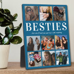 Plaque Photo Cadeau Besties | Meilleurs amis pour toujours<br><div class="desc">Plaque photo d'amitié personnalisée avec un arrière - plan bleu moderne qui peut être changée en n'importe quelle couleur,  9 photos de vous et votre bestie,  et une citation mignonne meilleur ami.</div>