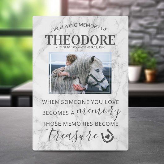 Plaque Photo Cadeau commémoratif de cheval - Photo équine