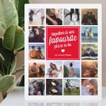 Plaque Photo Cadeau Couple personnalisé | Collage de photos<br><div class="desc">Plaque photo personnalisée pour couple/jeunes mariés avec un arrière - plan blanc immaculé qui peut être changé à n'importe quelle couleur,  16 photos de votre choix,  un carré rouge avec le nom du couple,  un symbole du coeur blanc,  et le texte sucré qui dit "ensemble est notre endroit préféré".</div>