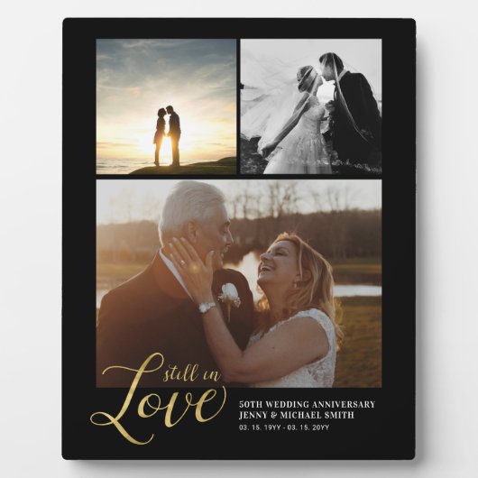 Plaque Photo Cadeau d'anniversaire d'amour noir et or Bloc phot (Devant)