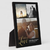 Plaque Photo Cadeau d'anniversaire de mariage amour noir et or  (Côté)