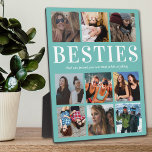 Plaque Photo Cadeau de Besoins personnalisés | Meilleur ami<br><div class="desc">Plaque photo d'amitié personnalisée avec un arrière - plan turquoise élégant qui peut être changé à n'importe quelle couleur,  9 photos de vous et votre bestie,  et une citation mignonne meilleur ami.</div>
