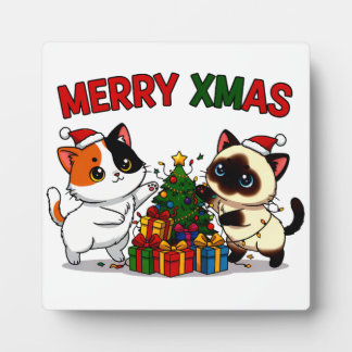 Plaque Photo Cadeau de chaton calico et siamois mignon