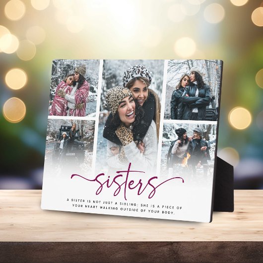 Plaque Photo Cadeau de collage photo Script Sisters 5