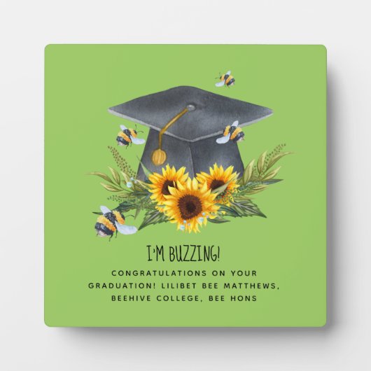 Plaque Photo Cadeau de Graduation BEE - Fun Im Buzzing Personna (Devant)