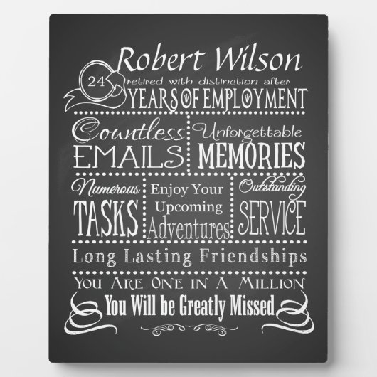 Plaque Photo cadeau de retraite d'employé pour le patron, servi (Devant)