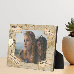 Plaque Photo Cadeau photo d'ami Journal de découpage vintage