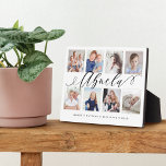 Plaque Photo Cadeau pour Abuela | Collage photo pour petits enf<br><div class="desc">Envoyez un beau cadeau personnalisé à votre grand-mère (Abuela) qu'elle chérira pour toujours. Plaque de collage photo pour petits-enfants personnalisée pour montrer vos propres photos de famille et souvenirs spéciaux. Notre design comprend un design simple 8 photo collage grille avec "Abuela" conçu dans un style de script noir manuscrit. Chaque...</div>