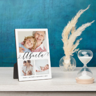 Plaque Photo Cadeau pour Abuela Grandchildren 3 Photo Collage