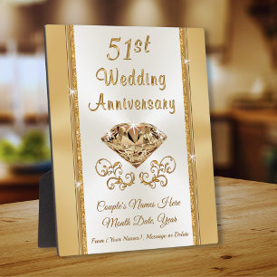 Plaque Photo Cadeau pour le 51e anniversaire du Mariage pour de