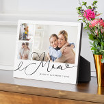 Plaque Photo Cadeau pour maman | Collage photo de la fête des m<br><div class="desc">Envoyez un beau cadeau personnalisé à votre mère qu'elle chérira pour toujours. Plaque de collage photo spéciale personnalisée pour la journée de la mère afin d'afficher vos propres photos et souvenirs de famille. Notre design est composé d'un simple 3 collage photo avec "maman" conçu dans un style de script noir...</div>