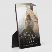 Plaque Photo Cadeau Pour Meilleur Papa Jamais Élégant Script & (Côté)