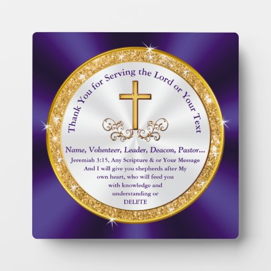 Plaque Photo Cadeaux d'appréciation pour les chefs d'Eglise, bé (Devant)
