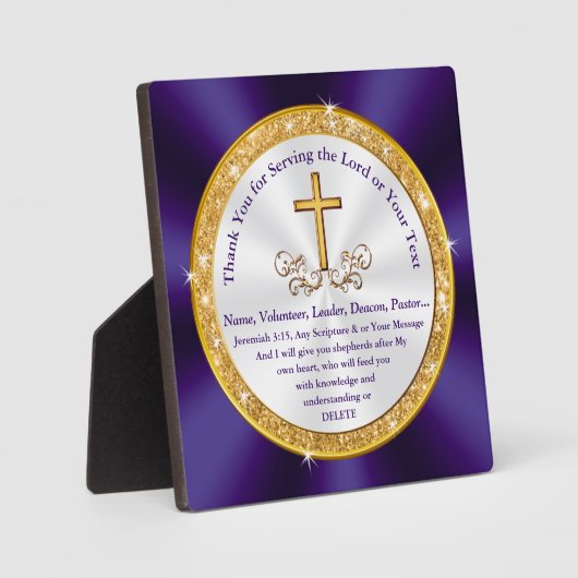 Plaque Photo Cadeaux d'appréciation pour les chefs d'Eglise, bé (Recto)