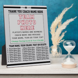 Plaque Photo Cadeaux d'entraîneurs personnalisés gris et blanc 