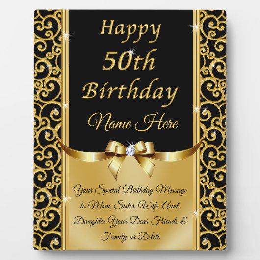 Plaque Photo Cadeaux personnalisés 50e anniversaire pour elle, (Devant)