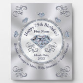 Plaque Photo Cadeaux personnalisés de 75e anniversaire pour une (Devant)