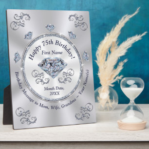 Plaque Photo Cadeaux personnalisés de 75e anniversaire pour une