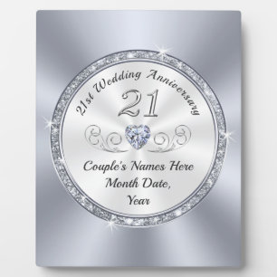 Plaque Photo Cadeaux personnalisés du 21e anniversaire pour ell