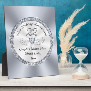 Plaque Photo Cadeaux personnalisés pour les 22 ans de mariage,