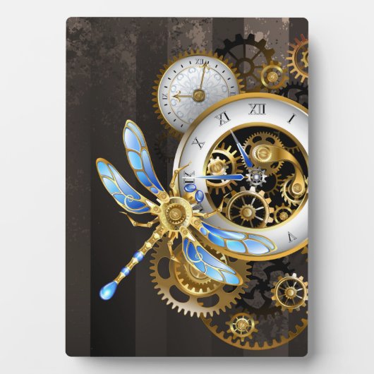Plaque Photo Cadran Steampunk avec libellule (Devant)
