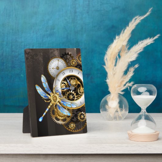 Plaque Photo Cadran Steampunk avec libellule (Côté)