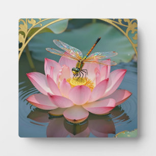 Plaque Photo Cadre Art Nouveau Dragonfly Élégant Fleur de Lotus