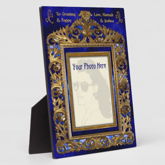 Plaque Photo Cadre Edwardien en laiton bleu - Personnalisé (Côté)