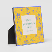 Plaque Photo Cadre en fleur bleu et jaune (Recto)