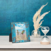 Plaque Photo Cadre photo Carré en bois bleu rustique (Insitu)