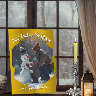 Plaque Photo Cadre photo coup de pinceau Fond doré