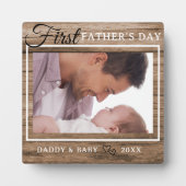Plaque Photo Cadre photo de première Fête des pères Bois rustiq (Devant)