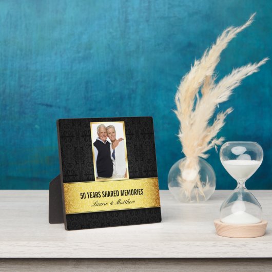 Plaque Photo Cadre photo en noir doré Damas 50e anniversaire (Insitu)