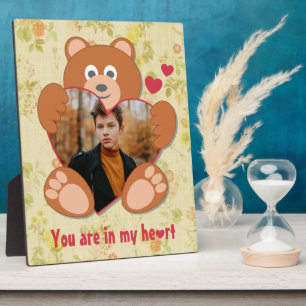 Plaque Photo Cadre photo moderne mignon jaune Teddy Ours Coeur