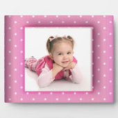 Plaque Photo Cadre rose Pois Ajouter votre photo (Devant)