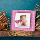 Plaque Photo Cadre rose Pois Ajouter votre photo (Côté)