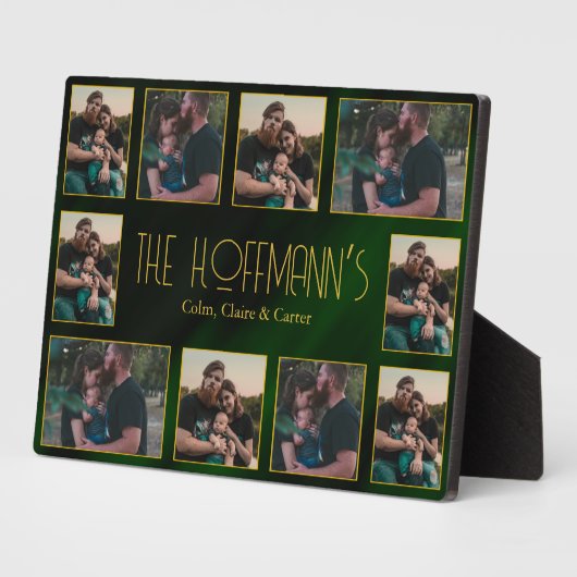Plaque Photo Cadres élégants vert émeraude or 10 Photo de famil (Côté)