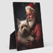 Plaque Photo Cairn Terrier Avec Noël Festif Du Père Noël (Côté)