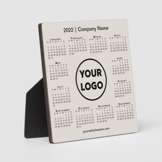 Plaque Photo Calendrier 2022 Logo de l'entreprise Beige Busines (Recto)