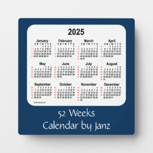 Plaque Photo Calendrier 2025 Police Box Blue 52 semaines par Ja
