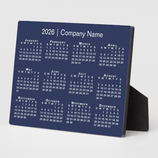 Plaque Photo Calendrier 2026 Nom de la société Marine Blue Desk (Côté)