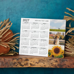 Plaque Photo Calendrier blanc minimal moderne 3 photos 2027