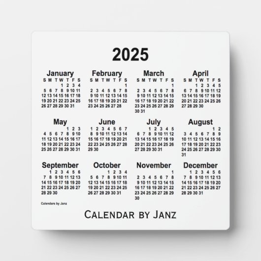 Plaque Photo Calendrier de bureau blanc 2025 de Janz (Devant)