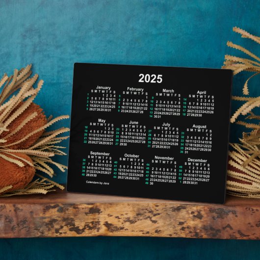 Plaque Photo Calendrier de bureau ISO 2025 Neon 52 semaines par (Côté)