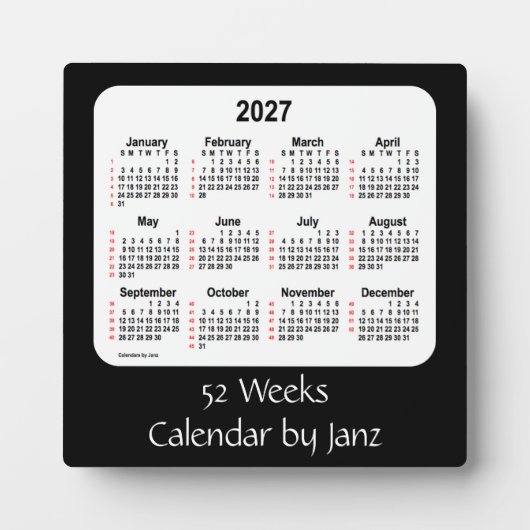 Plaque Photo Calendrier des semaines noires 2027 par Janz (Devant)